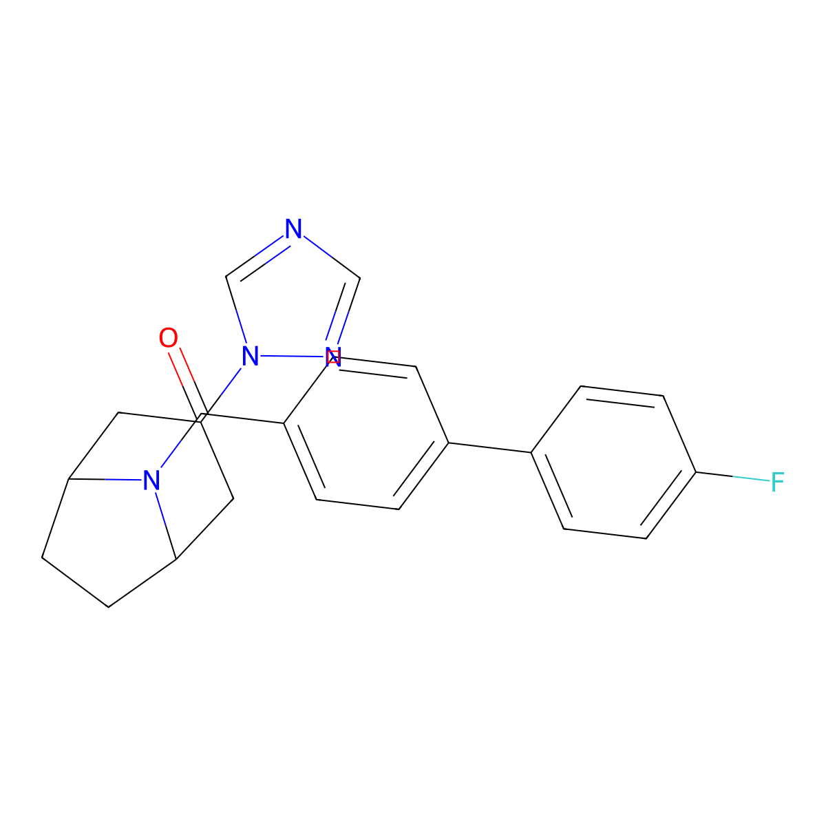 8-{4'-fluoro-[1,1'-biphenyl]-4-carbonyl}-3-(1H-1,2,4-triazol-1-yl)-8-azabicyclo[3.2.1]octane molecular structure, CAS 2309343-21-1