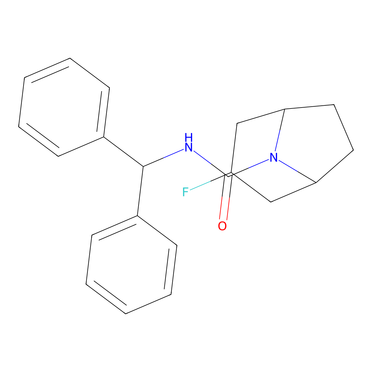 N-(diphenylmethyl)-3-fluoro-8-azabicyclo[3.2.1]octane-8-carboxamide molecular structure, CAS 2309343-28-8