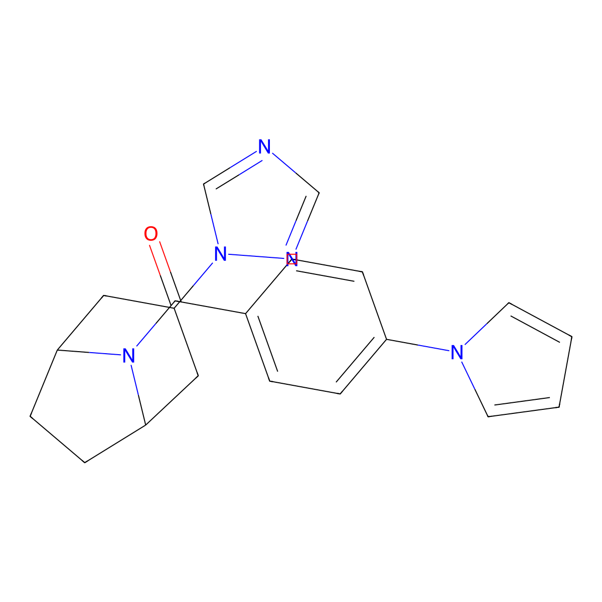 8-[4-(1H-pyrrol-1-yl)benzoyl]-3-(1H-1,2,4-triazol-1-yl)-8-azabicyclo[3.2.1]octane molecular structure, CAS 2309343-49-3