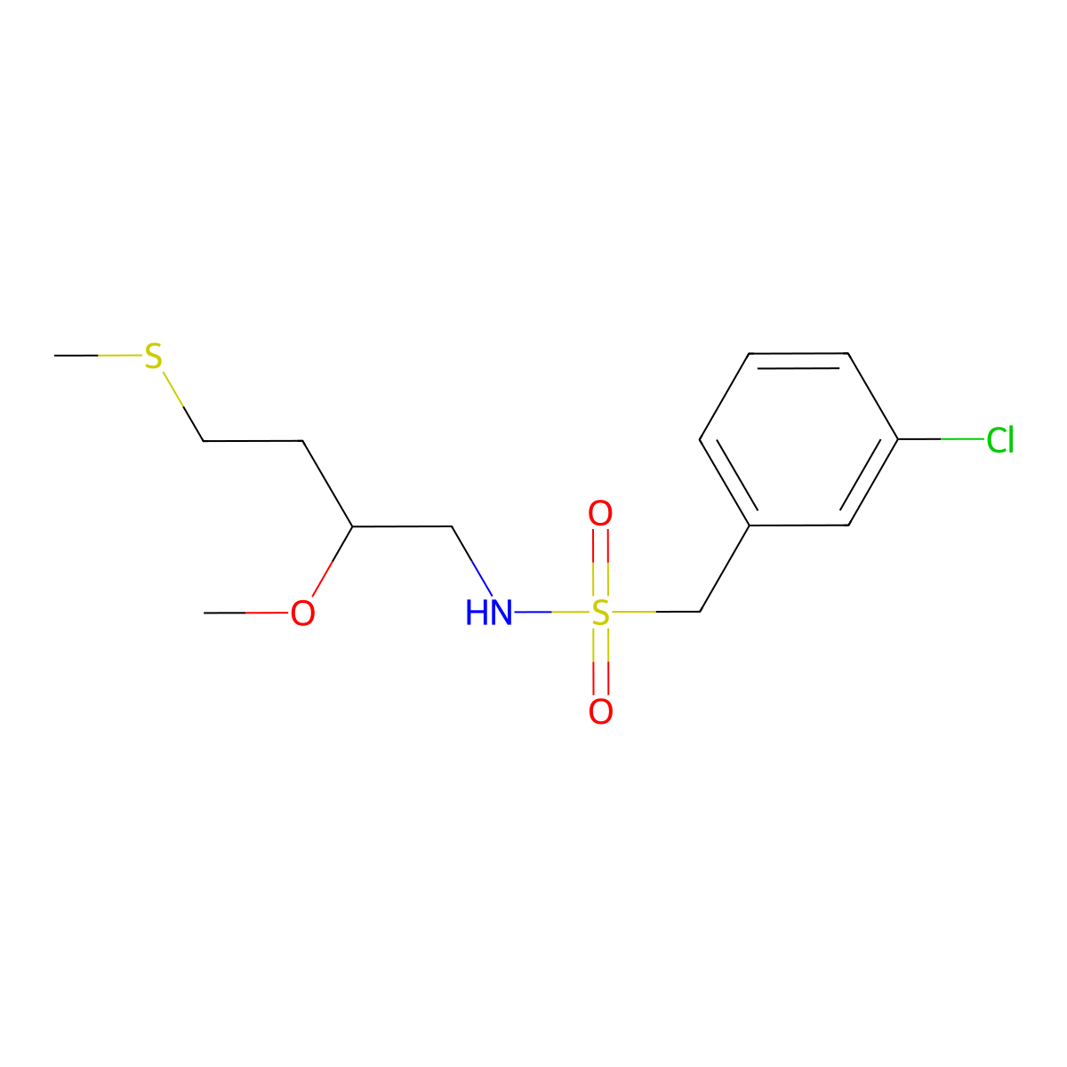 1-(3-chlorophenyl)-N-[2-methoxy-4-(methylsulfanyl)butyl]methanesulfonamide molecular structure, CAS 2309343-50-6