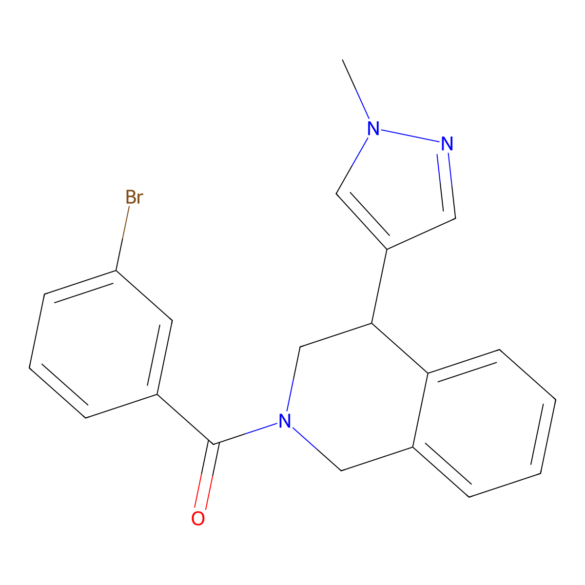 (3-bromophenyl)(4-(1-methyl-1H-pyrazol-4-yl)-3,4-dihydroisoquinolin-2(1H)-yl)methanone molecular structure, CAS 2309343-55-1