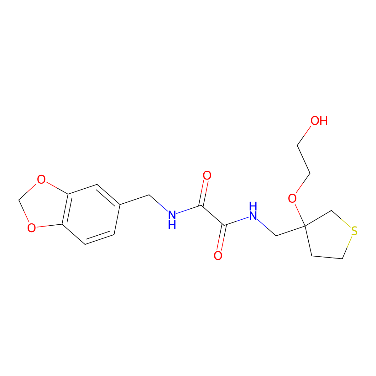 N-[(2H-1,3-benzodioxol-5-yl)methyl]-N'-{[3-(2-hydroxyethoxy)thiolan-3-yl]methyl}ethanediamide molecular structure, CAS 2309343-83-5