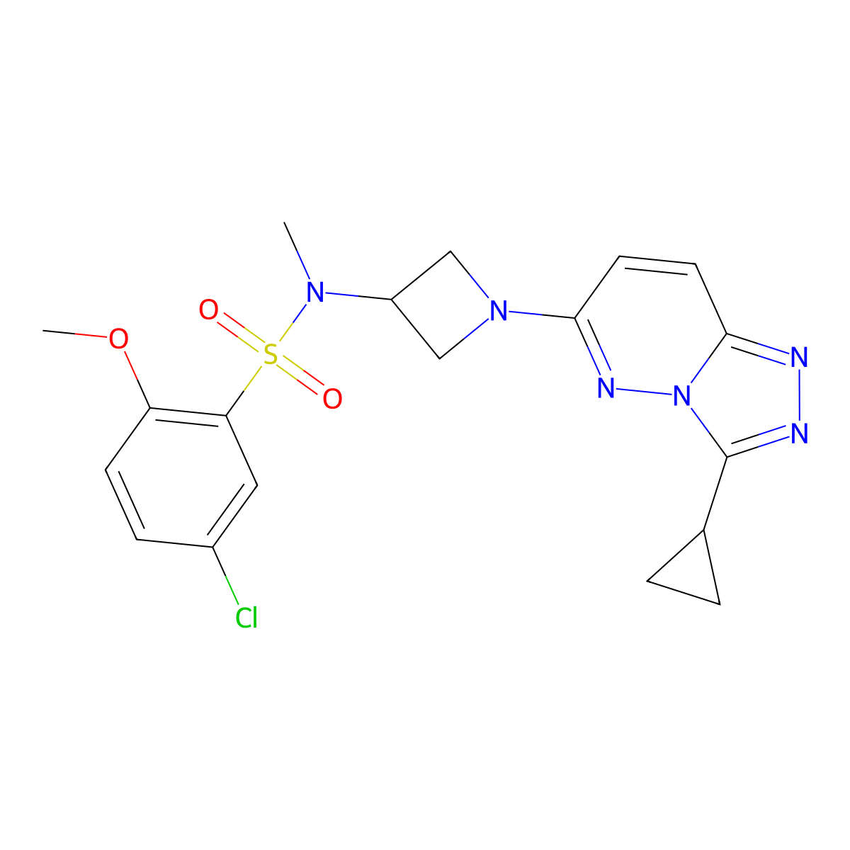 5-chloro-N-(1-{3-cyclopropyl-[1,2,4]triazolo[4,3-b]pyridazin-6-yl}azetidin-3-yl)-2-methoxy-N-methylbenzene-1-sulfonamide molecular structure, CAS 2309343-93-7
