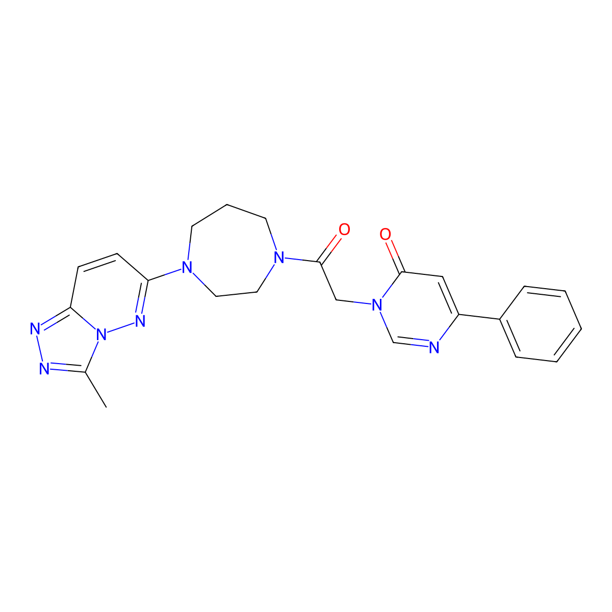 3-[2-(4-{3-Methyl-[1,2,4]triazolo[4,3-b]pyridazin-6-yl}-1,4-diazepan-1-yl)-2-oxoethyl]-6-phenyl-3,4-dihydropyrimidin-4-one molecular structure, CAS 2309344-06-5