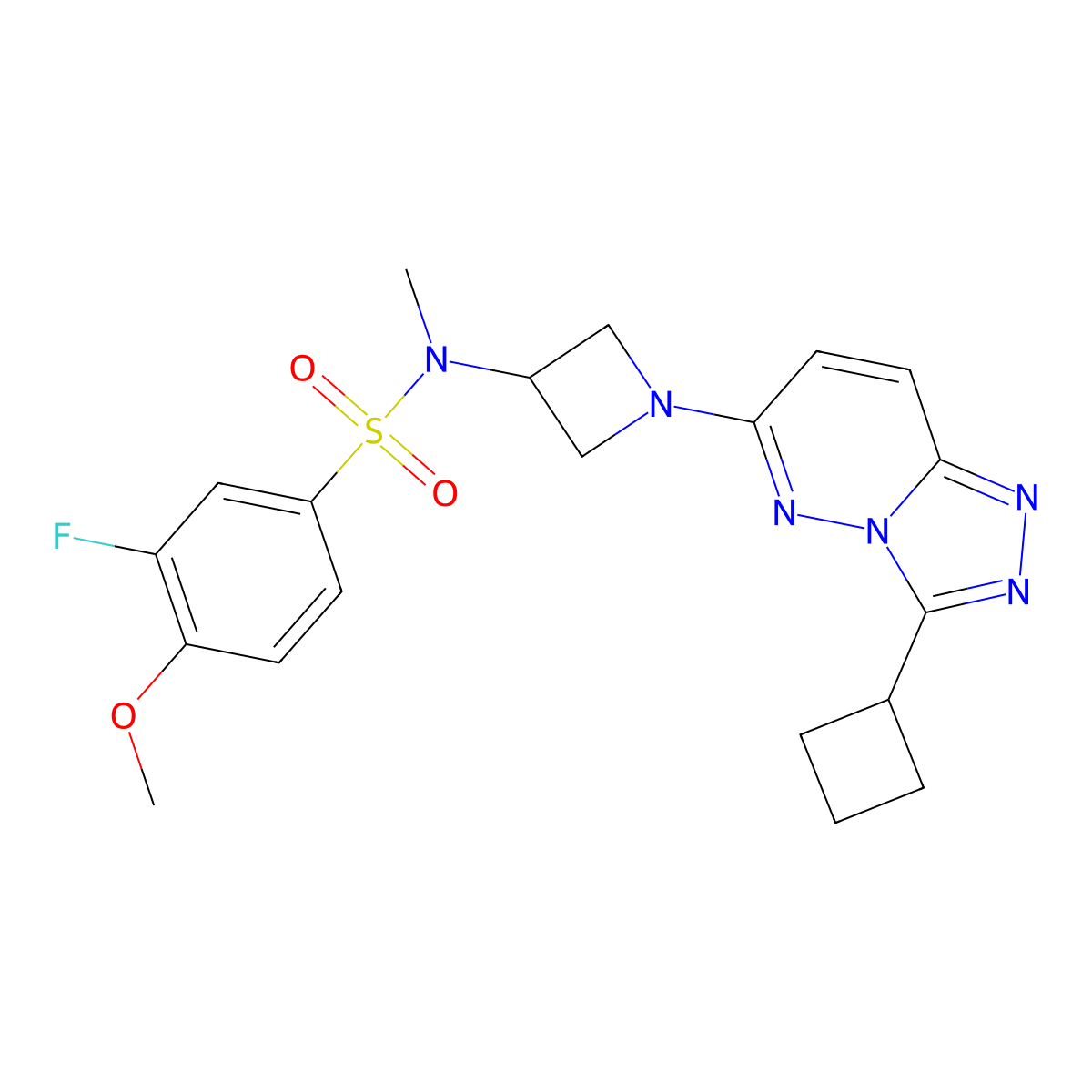 N-(1-{3-cyclobutyl-[1,2,4]triazolo[4,3-b]pyridazin-6-yl}azetidin-3-yl)-3-fluoro-4-methoxy-N-methylbenzene-1-sulfonamide molecular structure, CAS 2309344-17-8