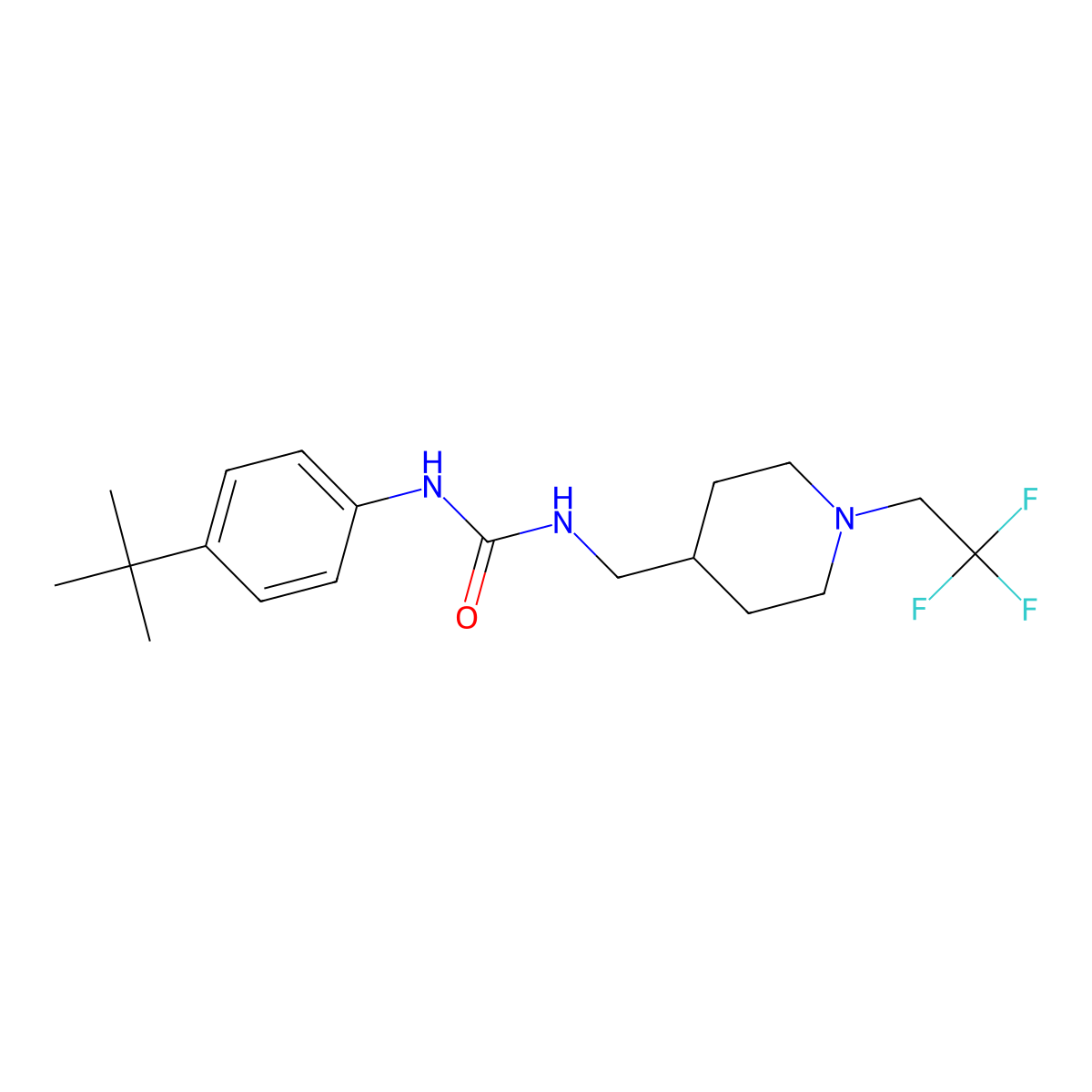 1-(4-Tert-butylphenyl)-3-{[1-(2,2,2-trifluoroethyl)piperidin-4-yl]methyl}urea molecular structure, CAS 2309344-29-2
