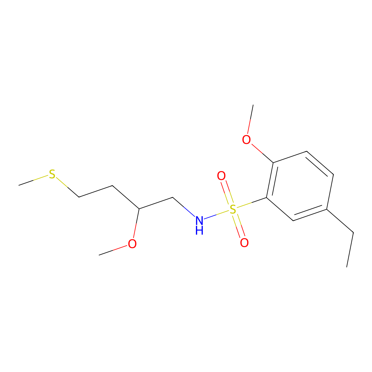 5-ethyl-2-methoxy-N-[2-methoxy-4-(methylsulfanyl)butyl]benzene-1-sulfonamide molecular structure, CAS 2309344-46-3