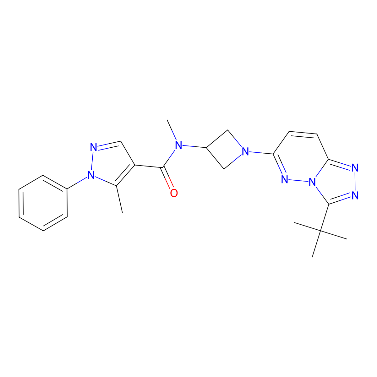 N-(1-{3-tert-butyl-[1,2,4]triazolo[4,3-b]pyridazin-6-yl}azetidin-3-yl)-N,5-dimethyl-1-phenyl-1H-pyrazole-4-carboxamide molecular structure, CAS 2309344-50-9