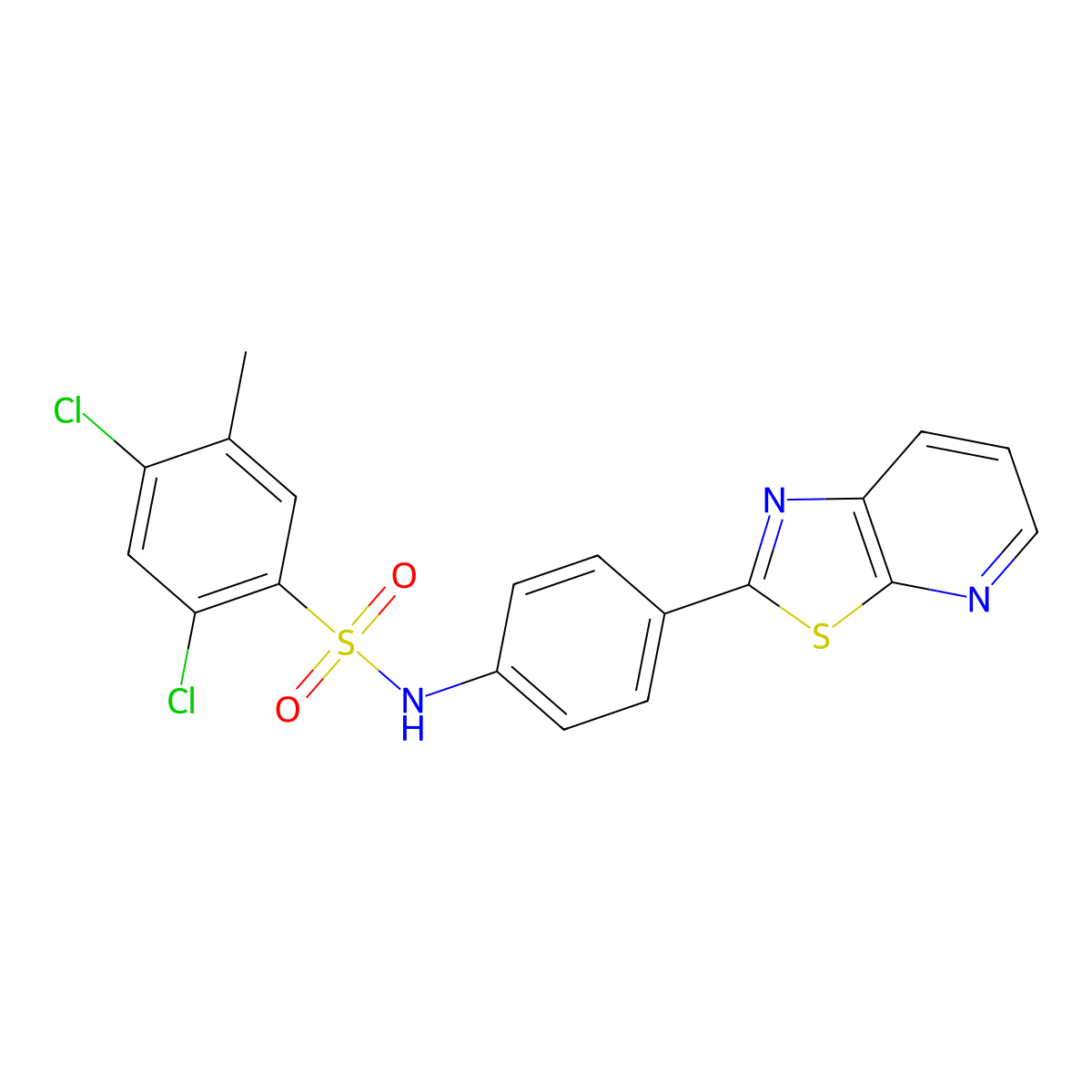 2,4-dichloro-5-methyl-N-(4-(thiazolo[5,4-b]pyridin-2-yl)phenyl)benzenesulfonamide molecular structure, CAS 2309345-02-4