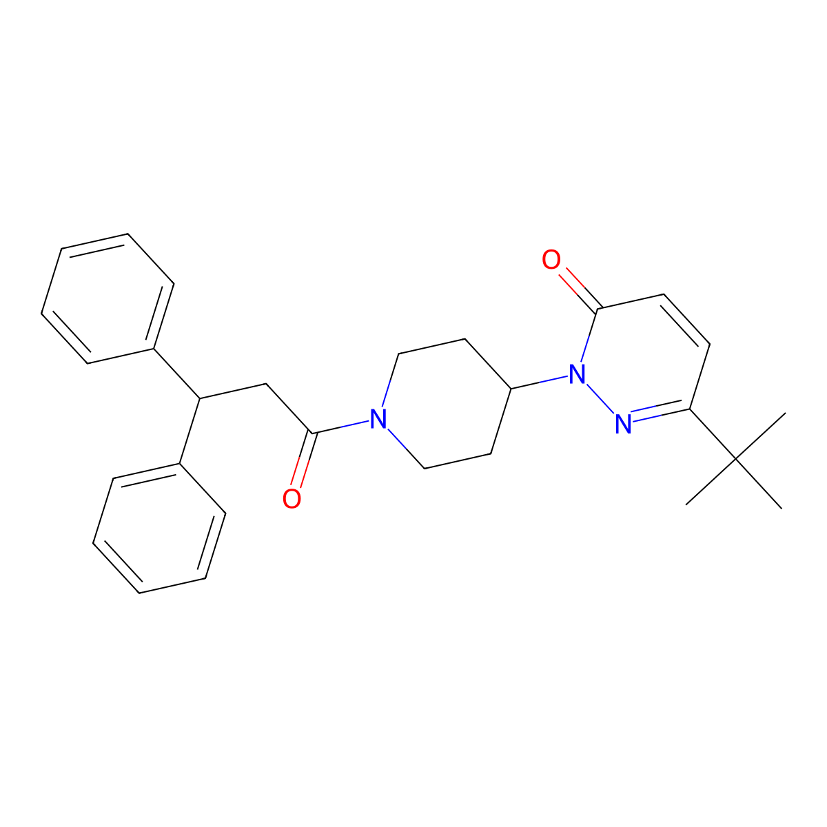 6-Tert-butyl-2-[1-(3,3-diphenylpropanoyl)piperidin-4-yl]-2,3-dihydropyridazin-3-one molecular structure, CAS 2309347-27-9