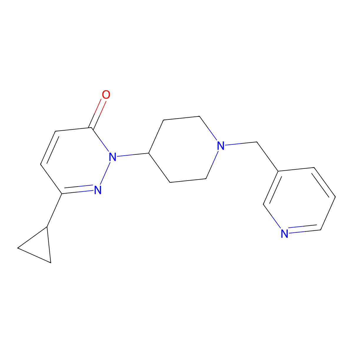 6-Cyclopropyl-2-{1-[(pyridin-3-yl)methyl]piperidin-4-yl}-2,3-dihydropyridazin-3-one molecular structure, CAS 2309347-43-9