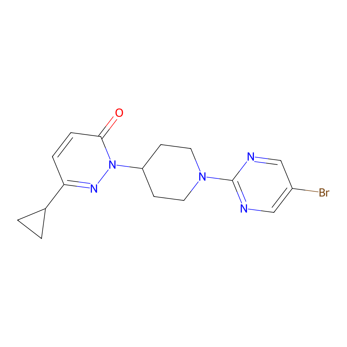 2-[1-(5-Bromopyrimidin-2-yl)piperidin-4-yl]-6-cyclopropyl-2,3-dihydropyridazin-3-one molecular structure, CAS 2309347-62-2