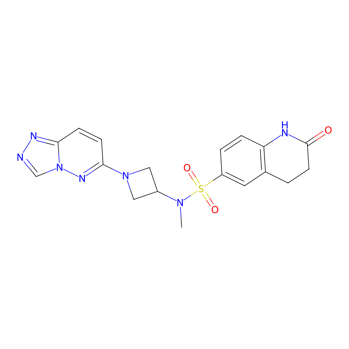 N-methyl-2-oxo-N-(1-{[1,2,4]triazolo[4,3-b]pyridazin-6-yl}azetidin-3-yl)-1,2,3,4-tetrahydroquinoline-6-sulfonamide molecular structure, CAS 2309348-04-5