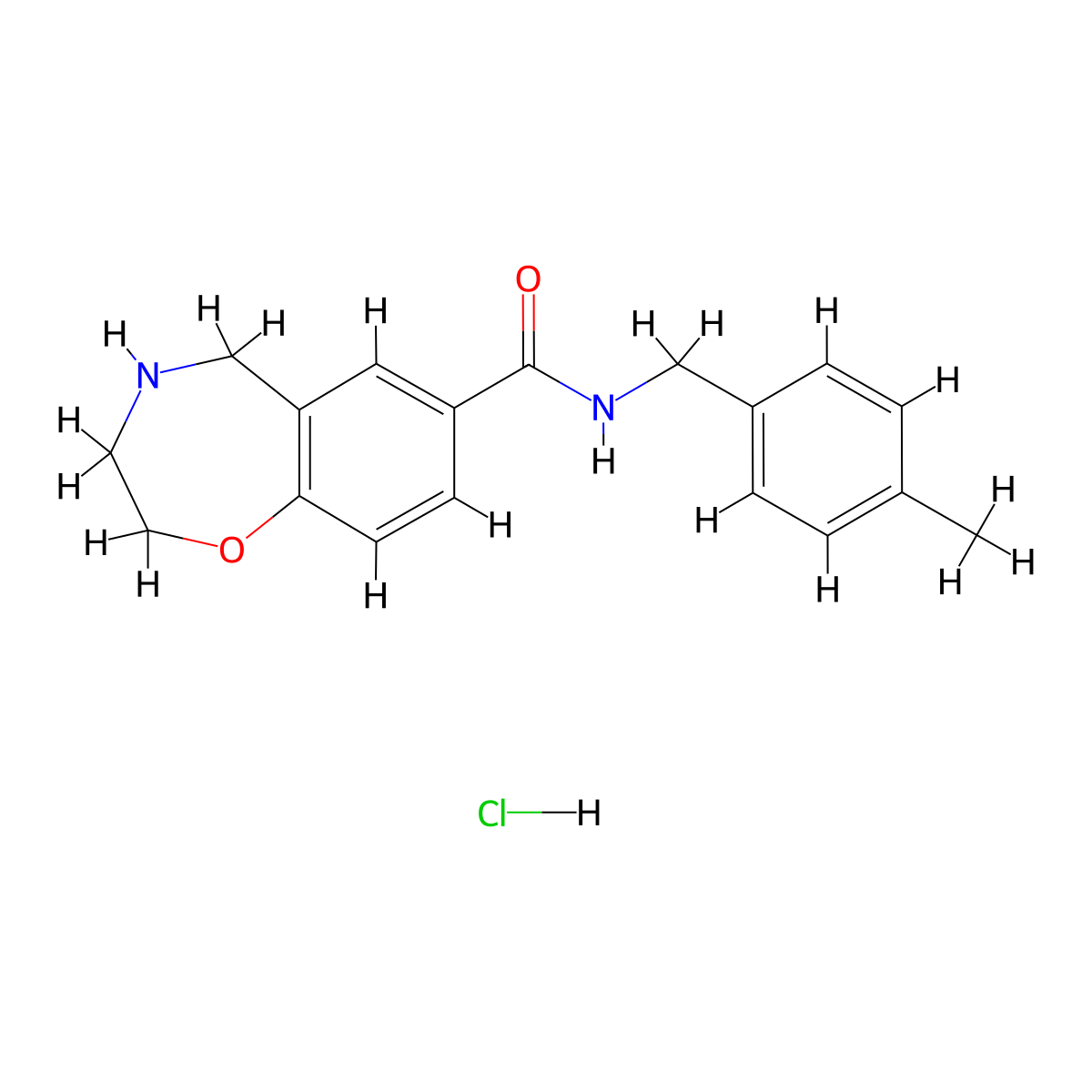N-(4-methylbenzyl)-2,3,4,5-tetrahydrobenzo[f][1,4]oxazepine-7-carboxamide hydrochloride molecular structure, CAS 2309348-11-4