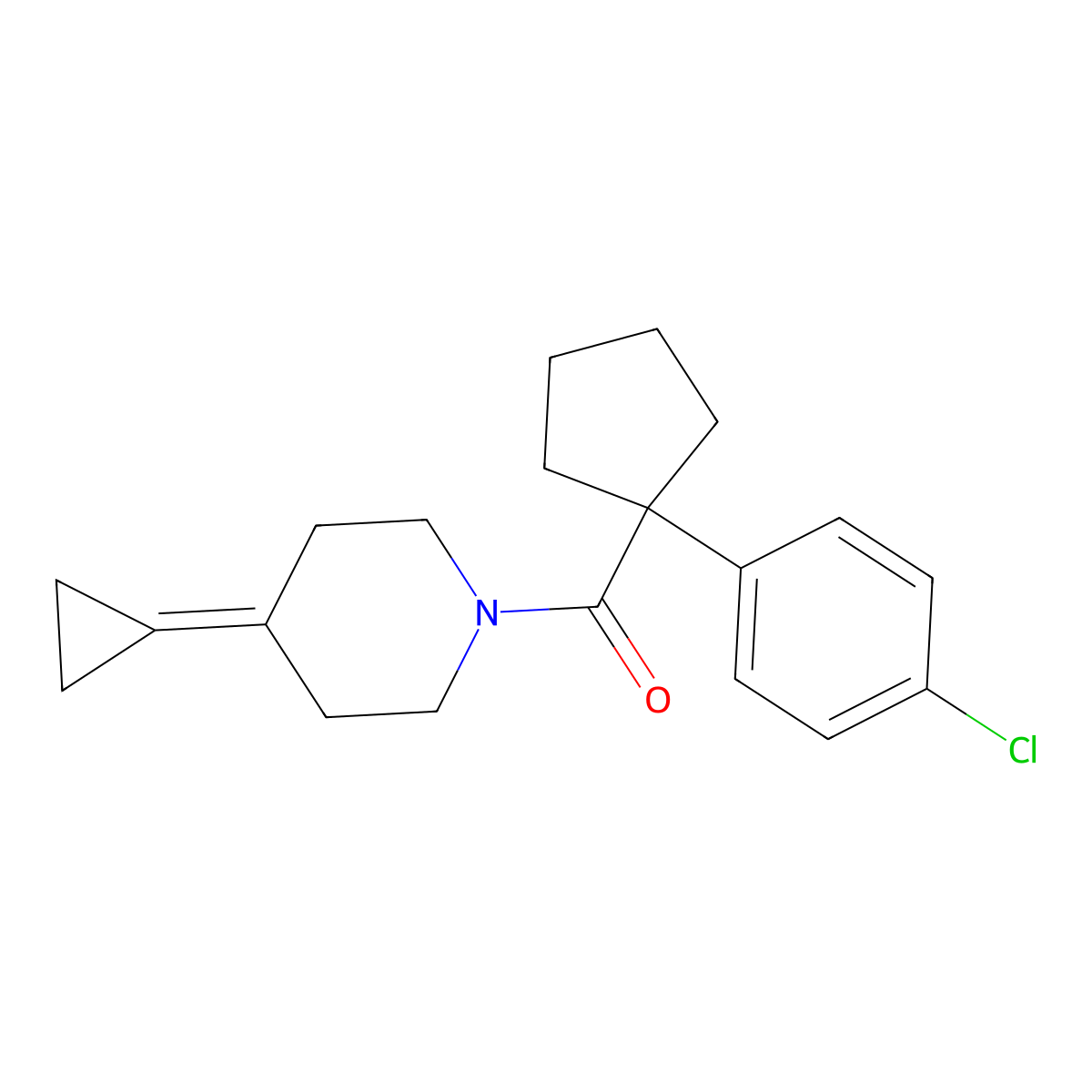 1-[1-(4-Chlorophenyl)cyclopentanecarbonyl]-4-cyclopropylidenepiperidine molecular structure, CAS 2309348-21-6