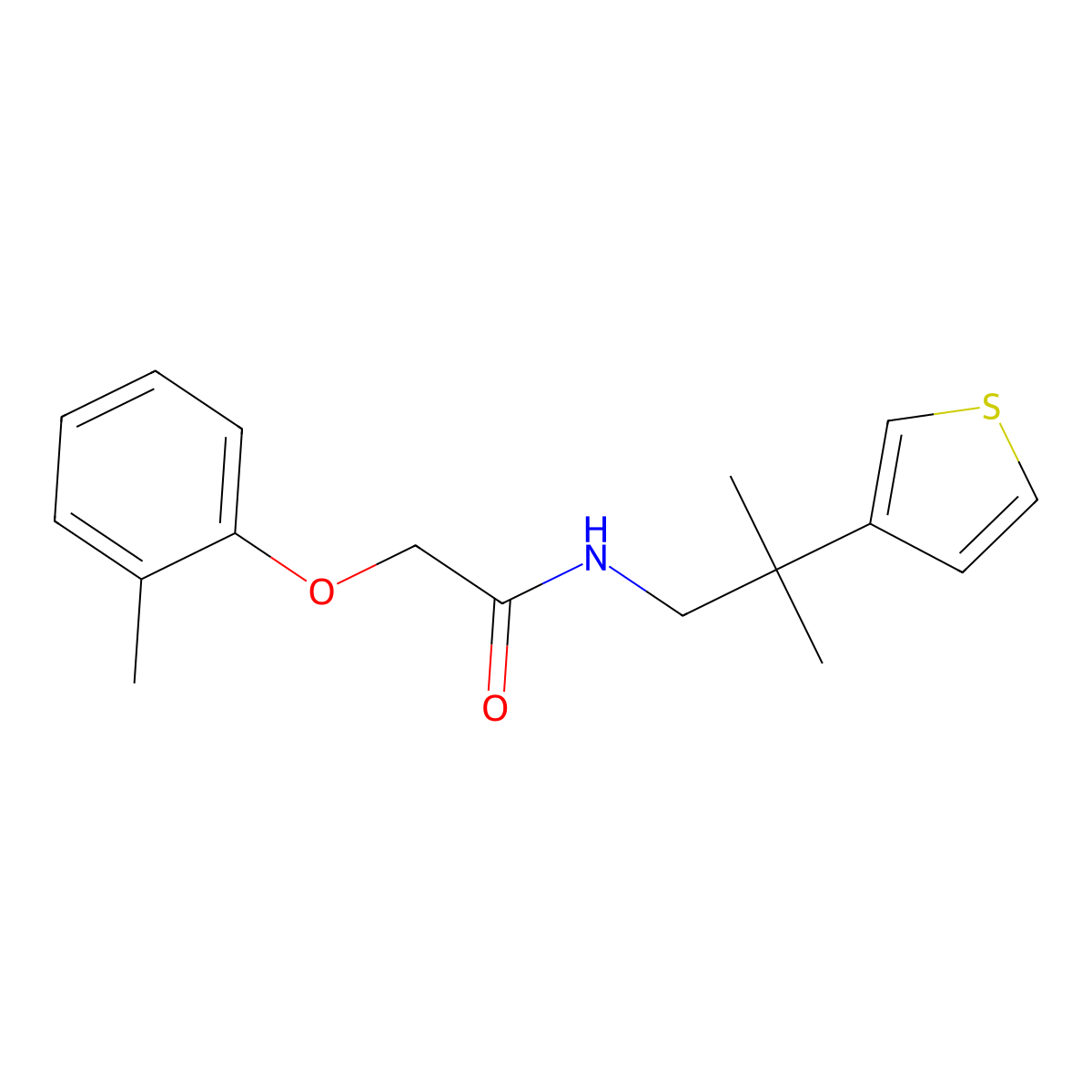 N-(2-methyl-2-(thiophen-3-yl)propyl)-2-(o-tolyloxy)acetamide molecular structure, CAS 2309348-80-7