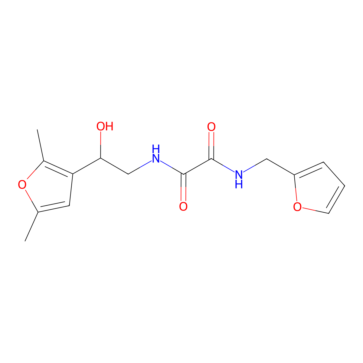 N-[2-(2,5-dimethylfuran-3-yl)-2-hydroxyethyl]-N'-[(furan-2-yl)methyl]ethanediamide molecular structure, CAS 2309348-99-8
