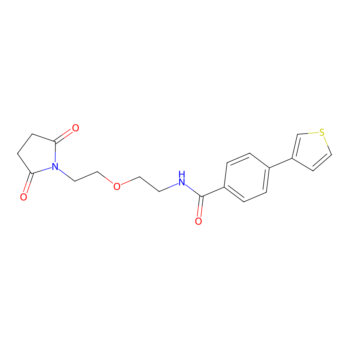 N-{2-[2-(2,5-dioxopyrrolidin-1-yl)ethoxy]ethyl}-4-(thiophen-3-yl)benzamide molecular structure, CAS 2309349-44-6