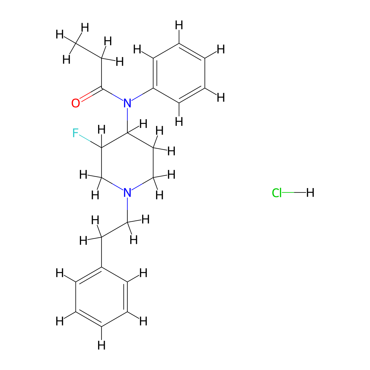 3-Fluorofentanyl hydrochloride molecular structure, CAS 2309383-04-6