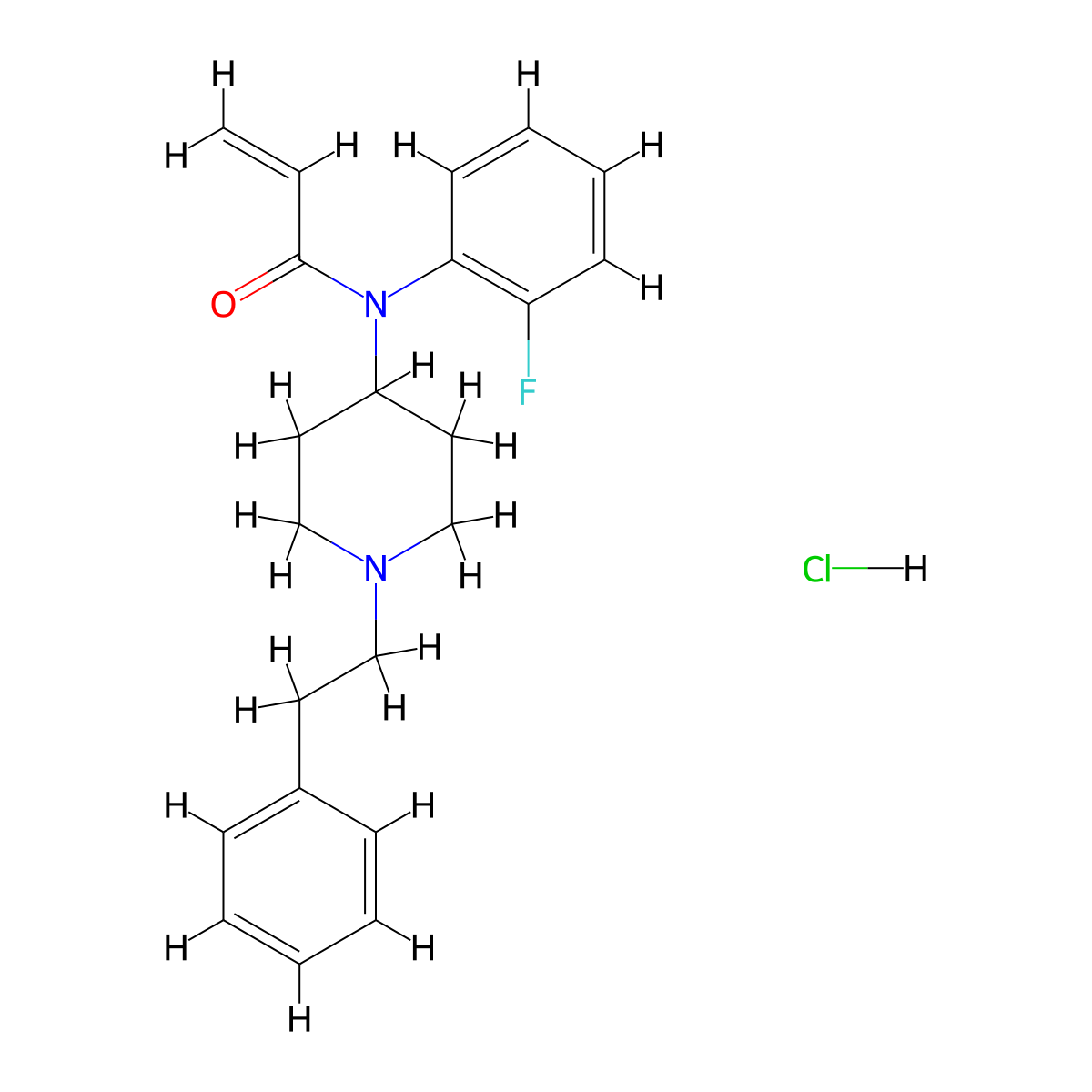 Ortho-fluoro acrylfentanyl hydrochloride molecular structure, CAS 2309383-10-4