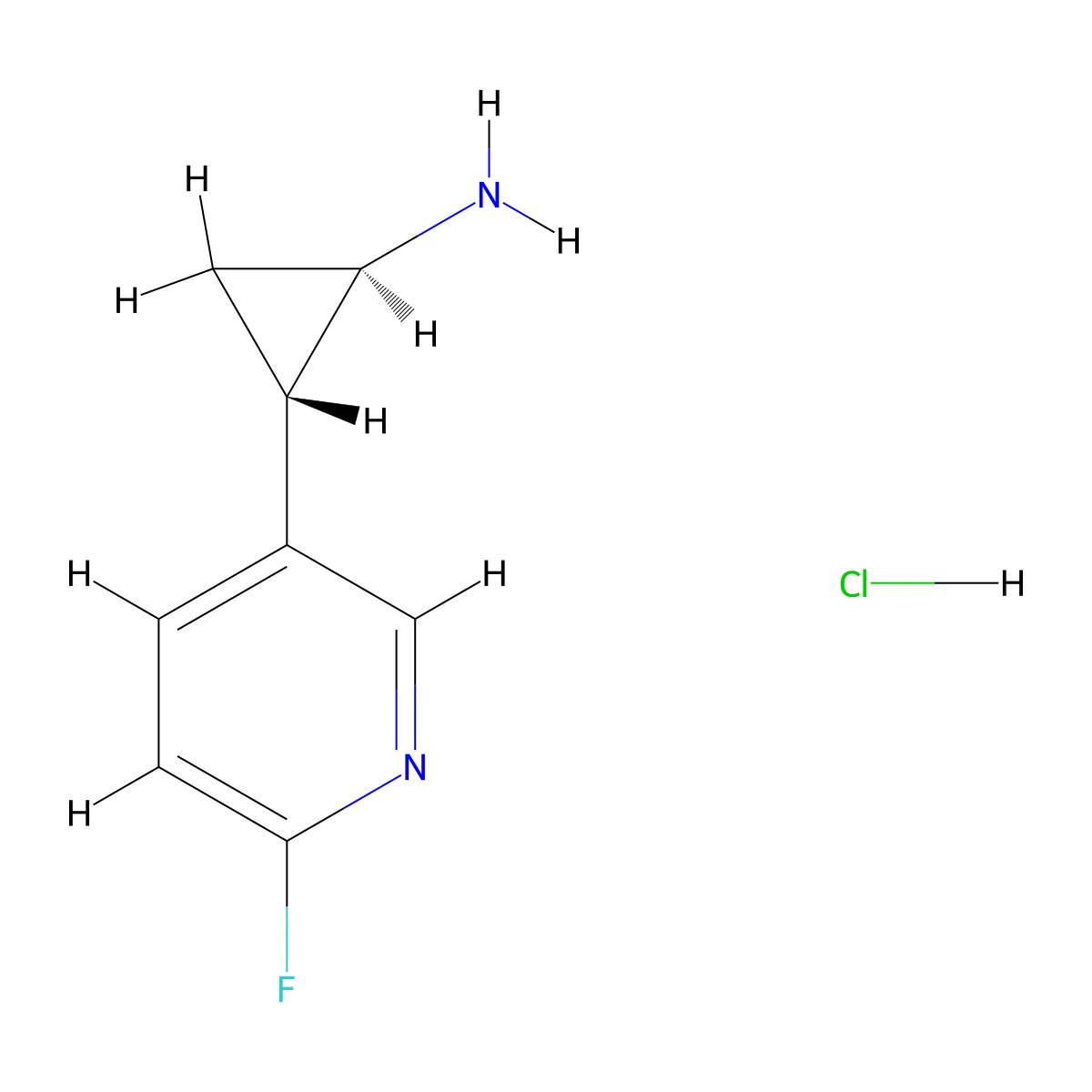 rac-(1R,2S)-2-(6-fluoropyridin-3-yl)cyclopropan-1-amine hydrochloride molecular structure, CAS 2309431-24-9