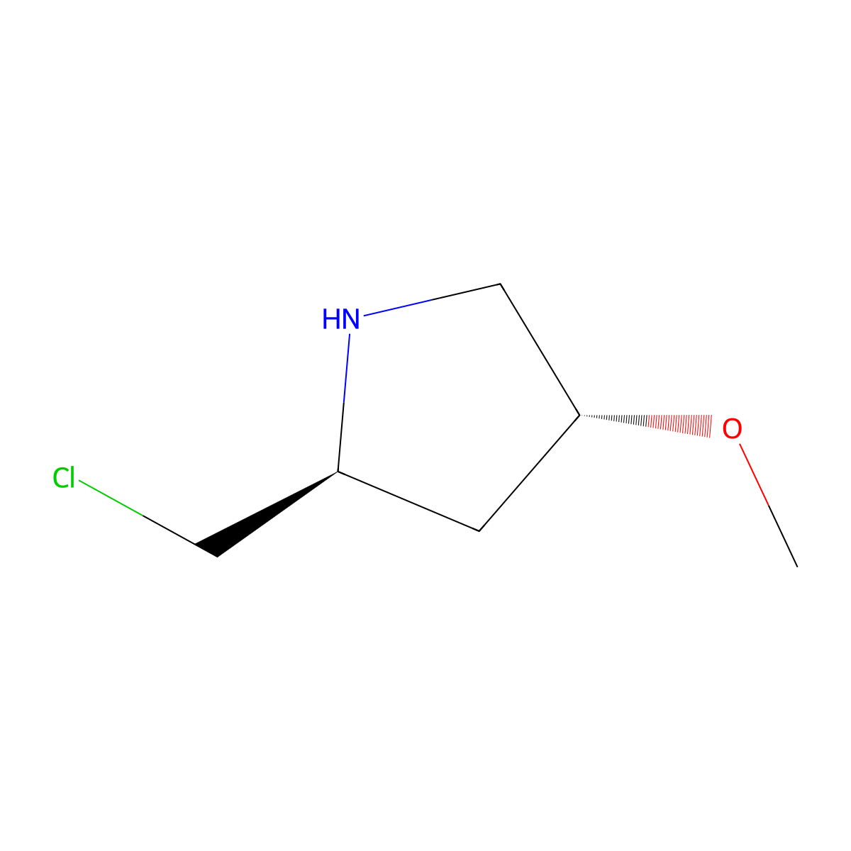 (2S,4R)-2-(chloromethyl)-4-methoxypyrrolidine molecular structure, CAS 2309431-42-1