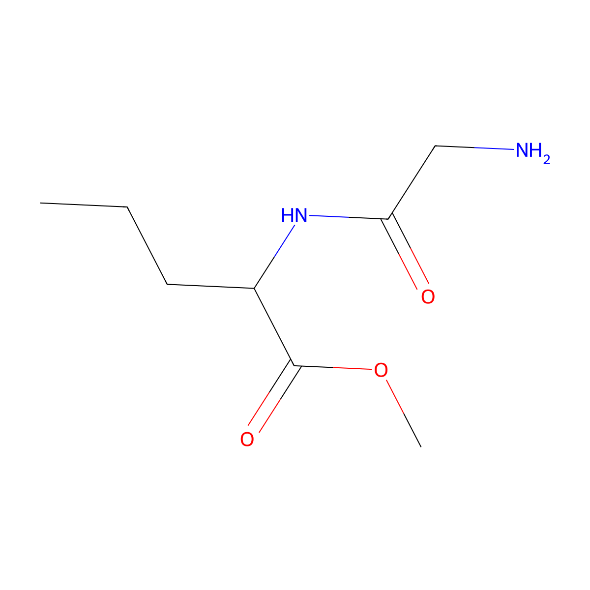 methyl (2R)-2-(2-aminoacetamido)pentanoate molecular structure, CAS 2309431-44-3