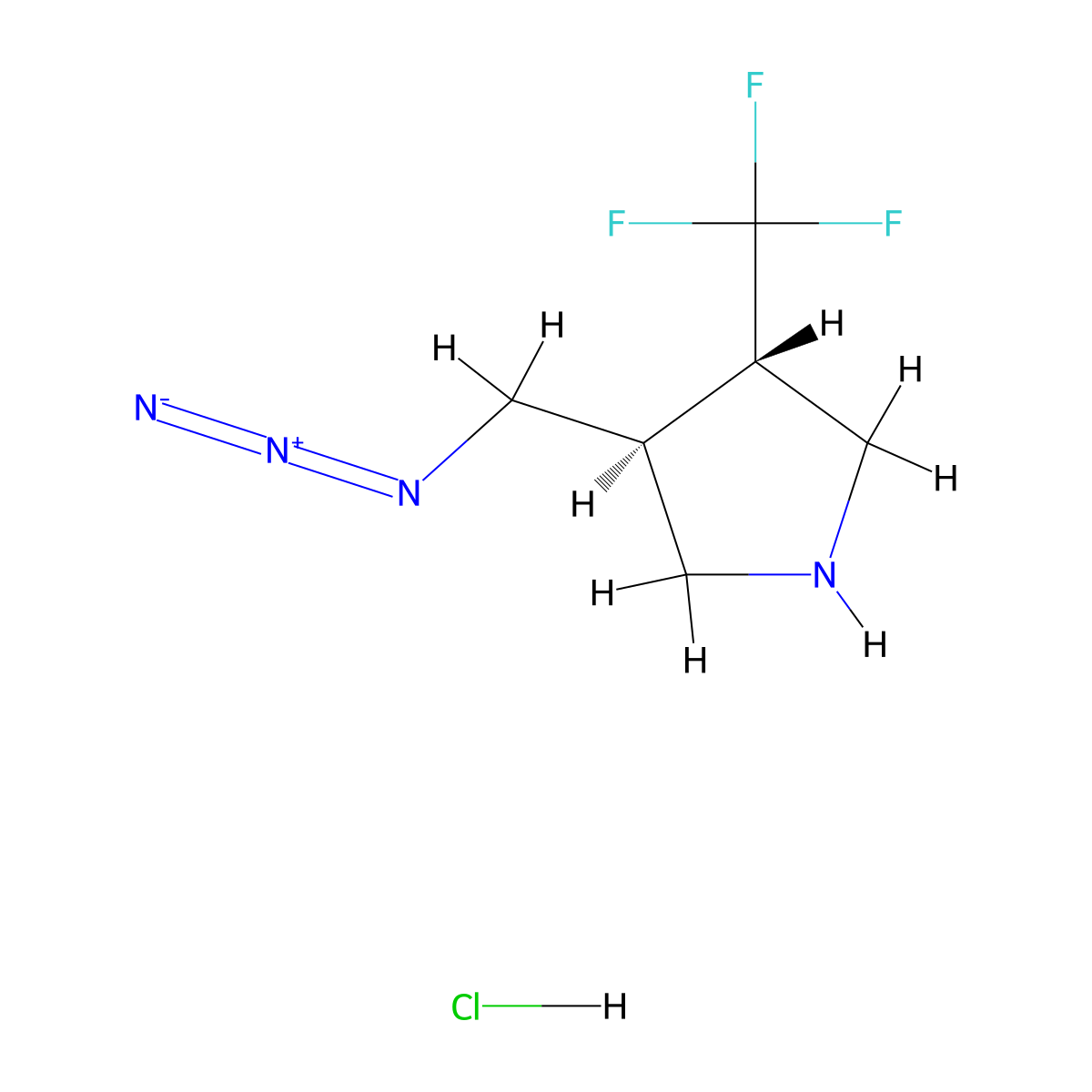 rac-(3R,4R)-3-(azidomethyl)-4-(trifluoromethyl)pyrrolidine hydrochloride molecular structure, CAS 2309431-50-1