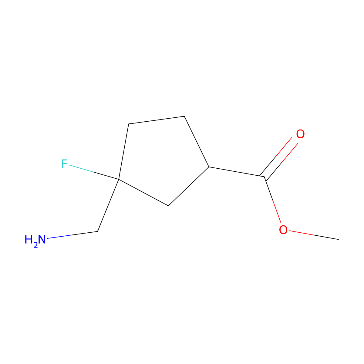 rac-methyl (1R,3S)-3-(aminomethyl)-3-fluorocyclopentane-1-carboxylate molecular structure, CAS 2309431-55-6