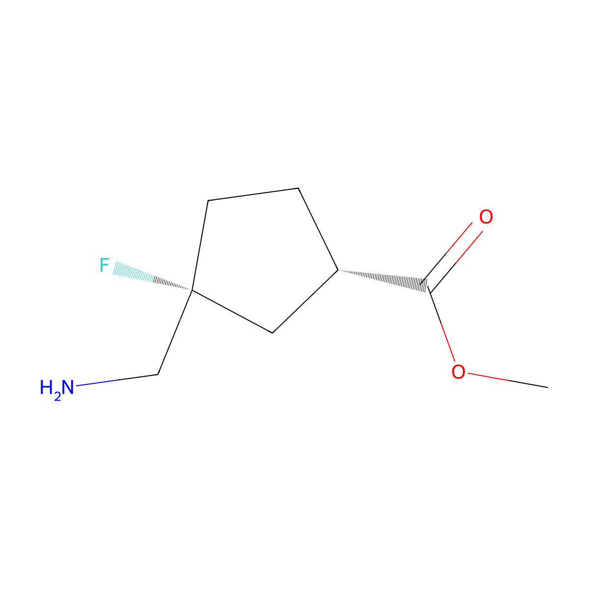 rac-methyl (1R,3S)-3-(aminomethyl)-3-fluorocyclopentane-1-carboxylate molecular structure, CAS 2309431-55-6