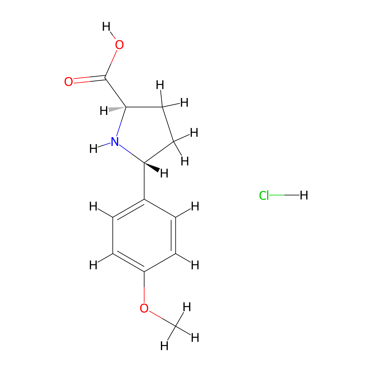 (2R,5R)-5-(4-methoxyphenyl)pyrrolidine-2-carboxylic acid hydrochloride molecular structure, CAS 2309431-58-9