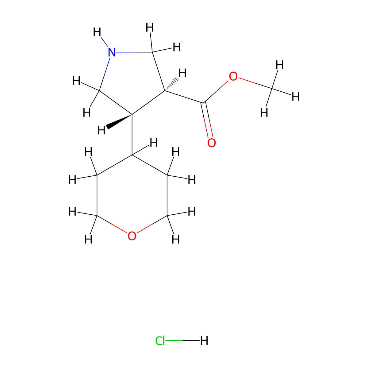 Methyl (3S,4S)-4-(oxan-4-yl)pyrrolidine-3-carboxylate;hydrochloride molecular structure, CAS 2309431-60-3