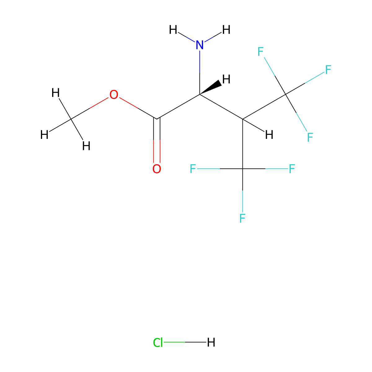 methyl (2R)-2-amino-4,4,4-trifluoro-3-(trifluoromethyl)butanoate hydrochloride molecular structure, CAS 2309431-64-7