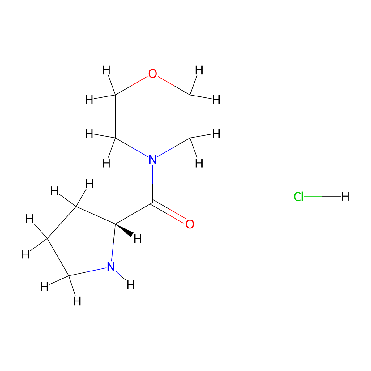 4-[(2R)-pyrrolidine-2-carbonyl]morpholine hydrochloride molecular structure, CAS 2309431-66-9