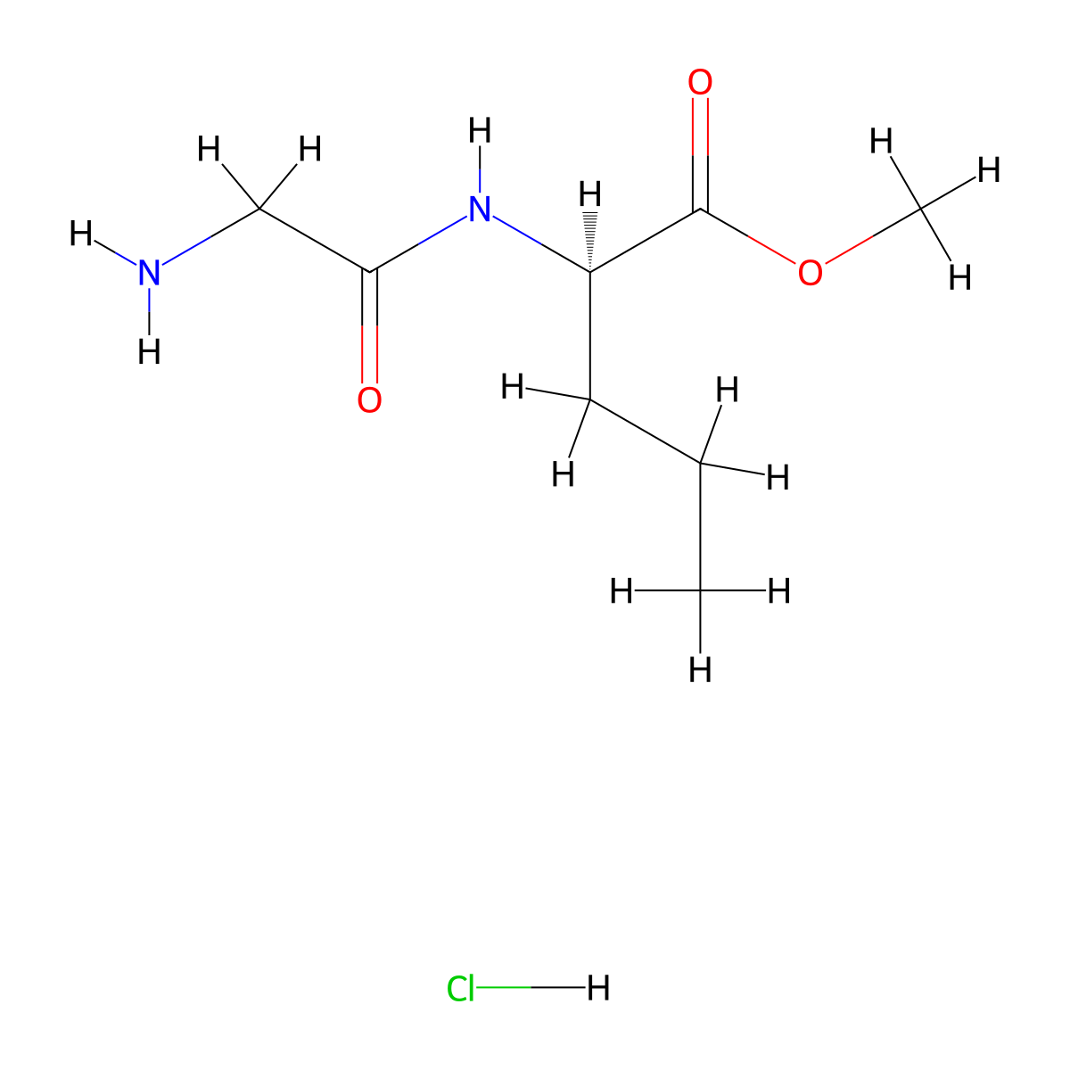 methyl (2R)-2-(2-aminoacetamido)pentanoate hydrochloride molecular structure, CAS 2309431-67-0