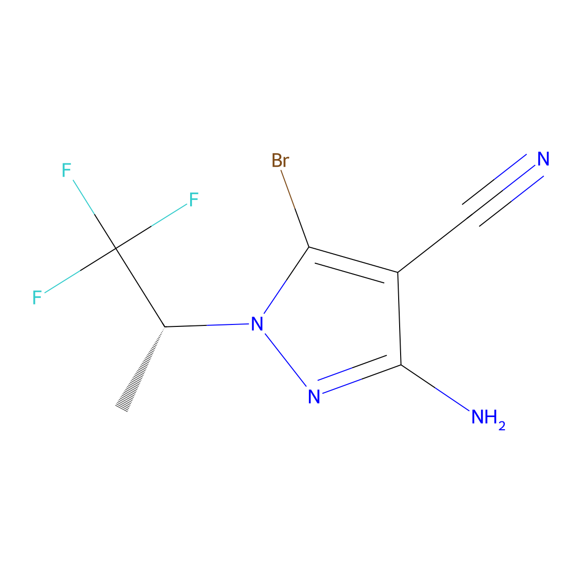 3-amino-5-bromo-1-[(2R)-1,1,1-trifluoropropan-2-yl]-1H-pyrazole-4-carbonitrile molecular structure, CAS 2309431-71-6