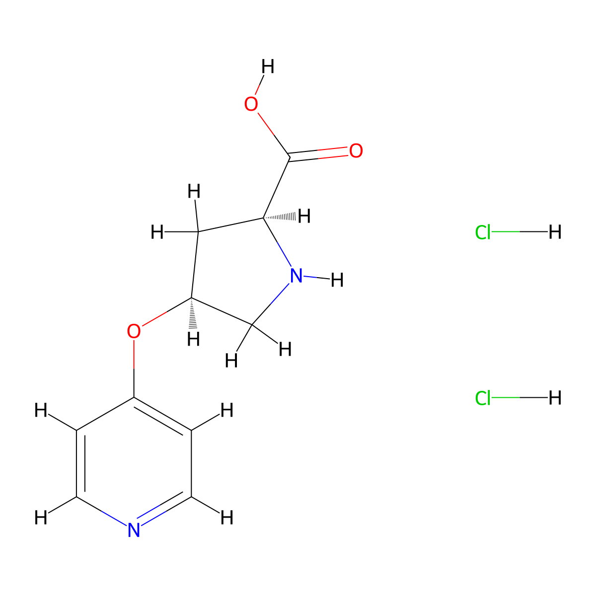 (2S,4S)-4-(pyridin-4-yloxy)pyrrolidine-2-carboxylicaciddihydrochloride molecular structure, CAS 2309431-82-9