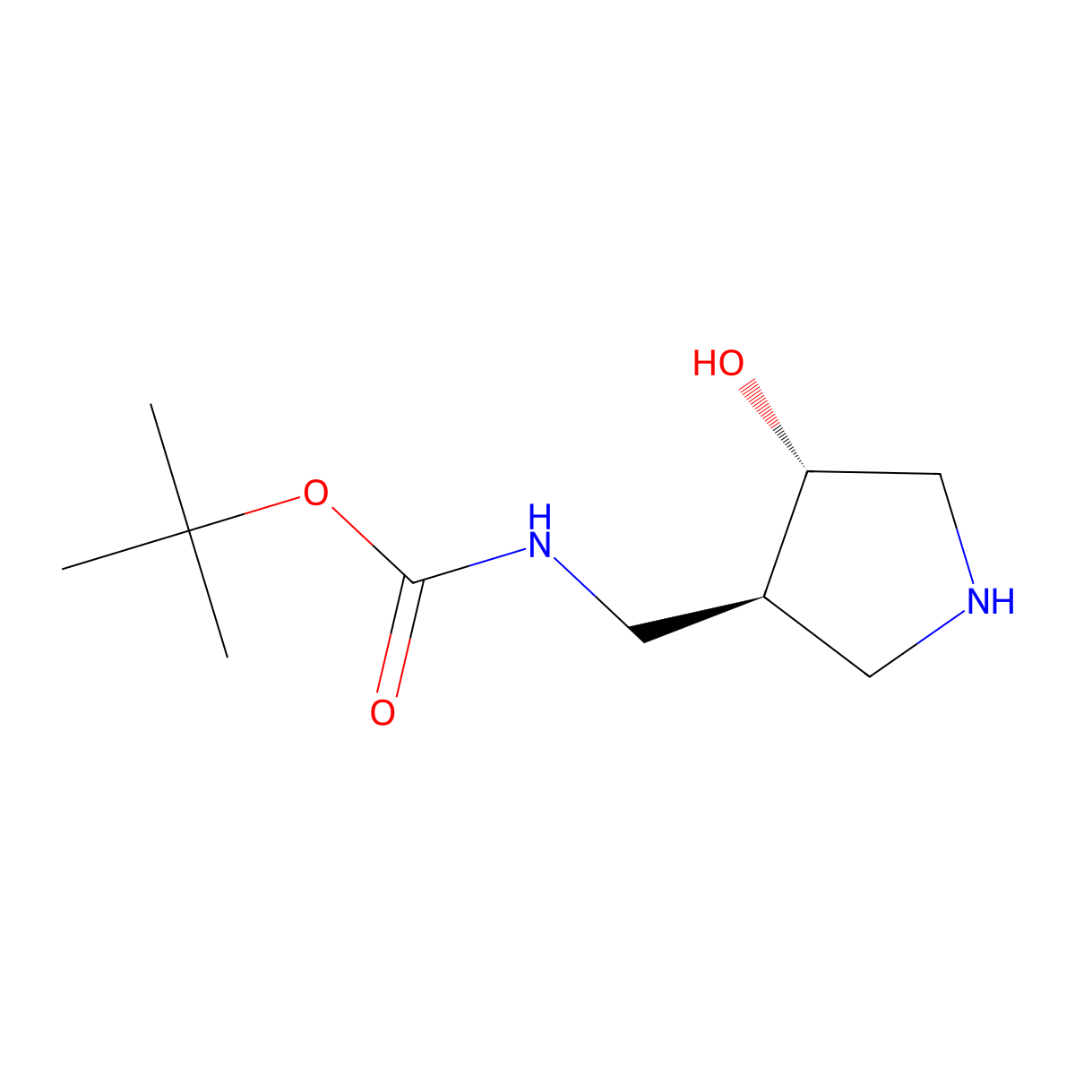 Tert-butyl N-[[(3S,4S)-4-hydroxypyrrolidin-3-yl]methyl]carbamate molecular structure, CAS 2309431-87-4