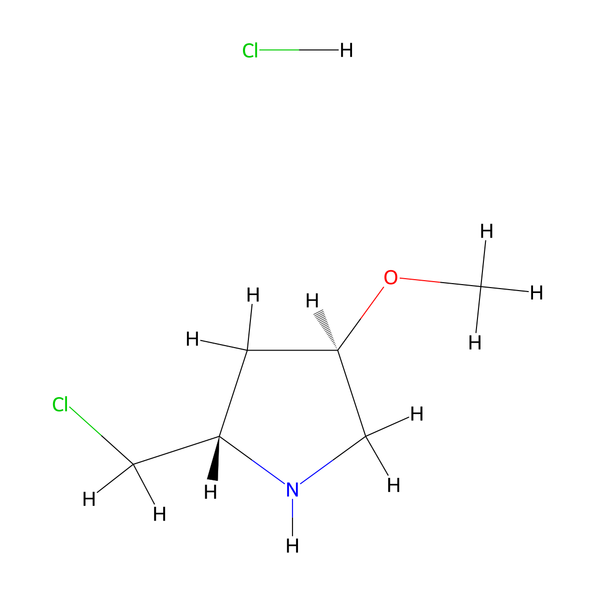 (2S,4R)-2-(chloromethyl)-4-methoxypyrrolidine hydrochloride molecular structure, CAS 2309433-08-5