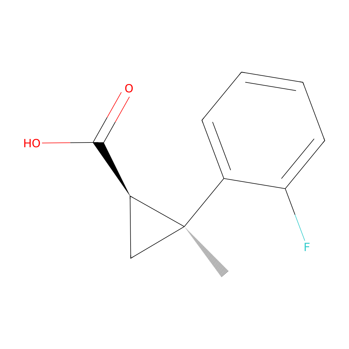 (1R,2S)-2-(2-Fluorophenyl)-2-methylcyclopropane-1-carboxylic acid molecular structure, CAS 2309433-09-6