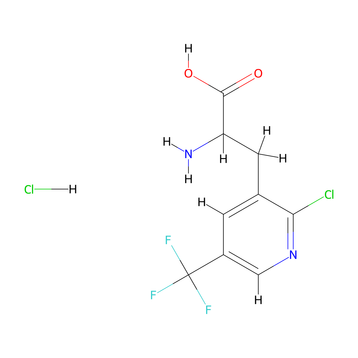 2-Amino-3-(2-chloro-5-(trifluoromethyl)pyridin-3-yl)propanoic acid hydrochloride molecular structure, CAS 2309443-45-4