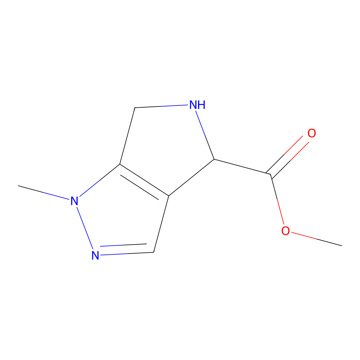methyl 1-methyl-1H,4H,5H,6H-pyrrolo[3,4-c]pyrazole-4-carboxylate molecular structure, CAS 2309444-18-4