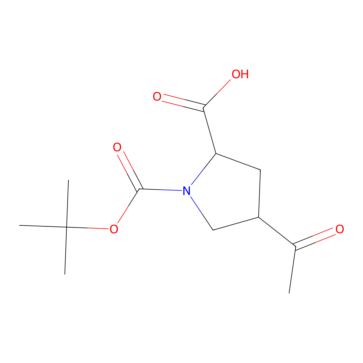 4-Acetyl-1-((tert-butoxy)carbonyl)pyrrolidine-2-carboxylic acid molecular structure, CAS 2309444-30-0