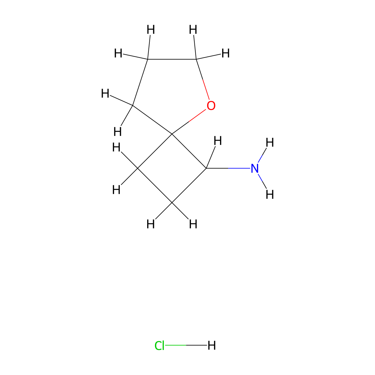 5-Oxaspiro[3.4]octan-1-amine hydrochloride molecular structure, CAS 2309444-38-8