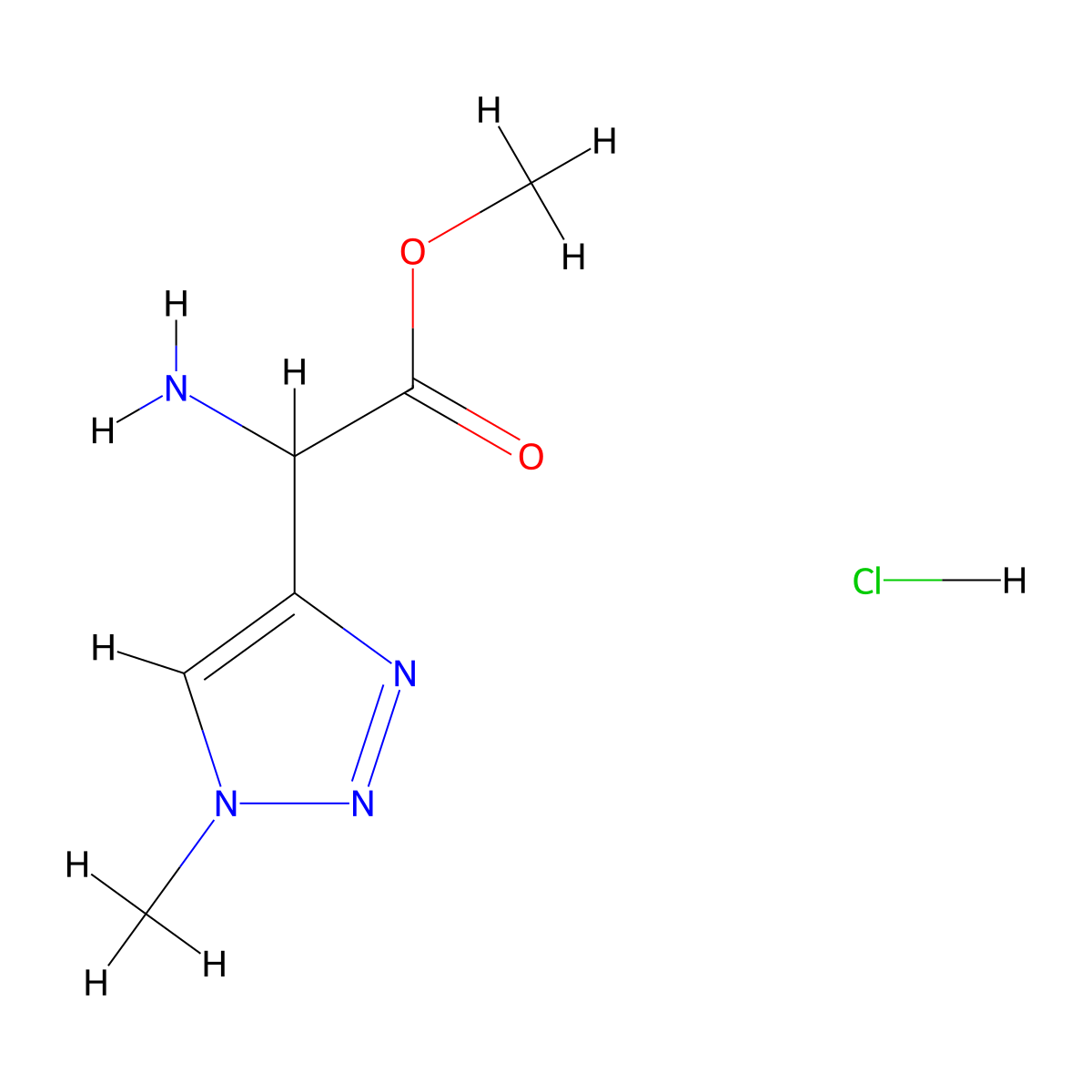 methyl 2-amino-2-(1-methyl-1H-1,2,3-triazol-4-yl)acetate hydrochloride molecular structure, CAS 2309444-58-2