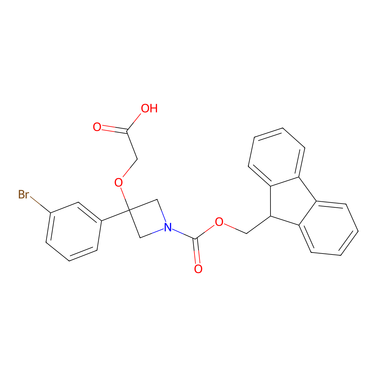 2-{[3-(3-bromophenyl)-1-{[(9H-fluoren-9-yl)methoxy]carbonyl}azetidin-3-yl]oxy}acetic acid molecular structure, CAS 2309444-67-3