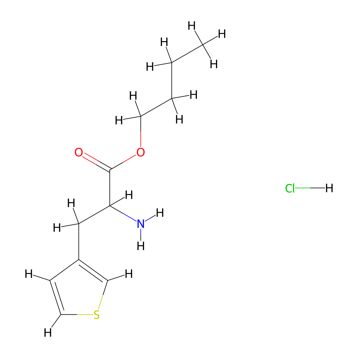 Butyl 2-amino-3-(thiophen-3-yl)propanoate hydrochloride molecular structure, CAS 2309445-08-5