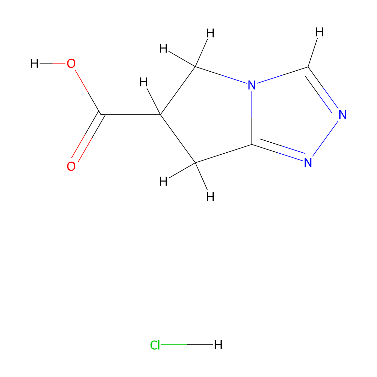 5H,6H,7H-pyrrolo(2,1-c)(1,2,4)triazole-6-carboxylic acid hydrochloride molecular structure, CAS 2309446-30-6
