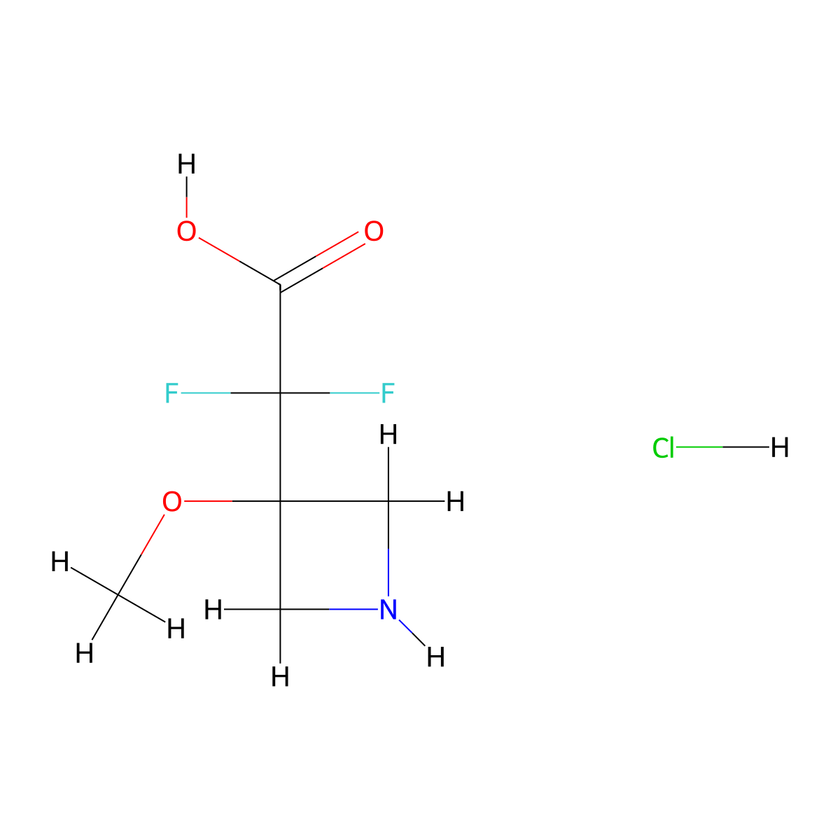 2,2-Difluoro-2-(3-methoxyazetidin-3-yl)acetic acid hydrochloride molecular structure, CAS 2309446-71-5