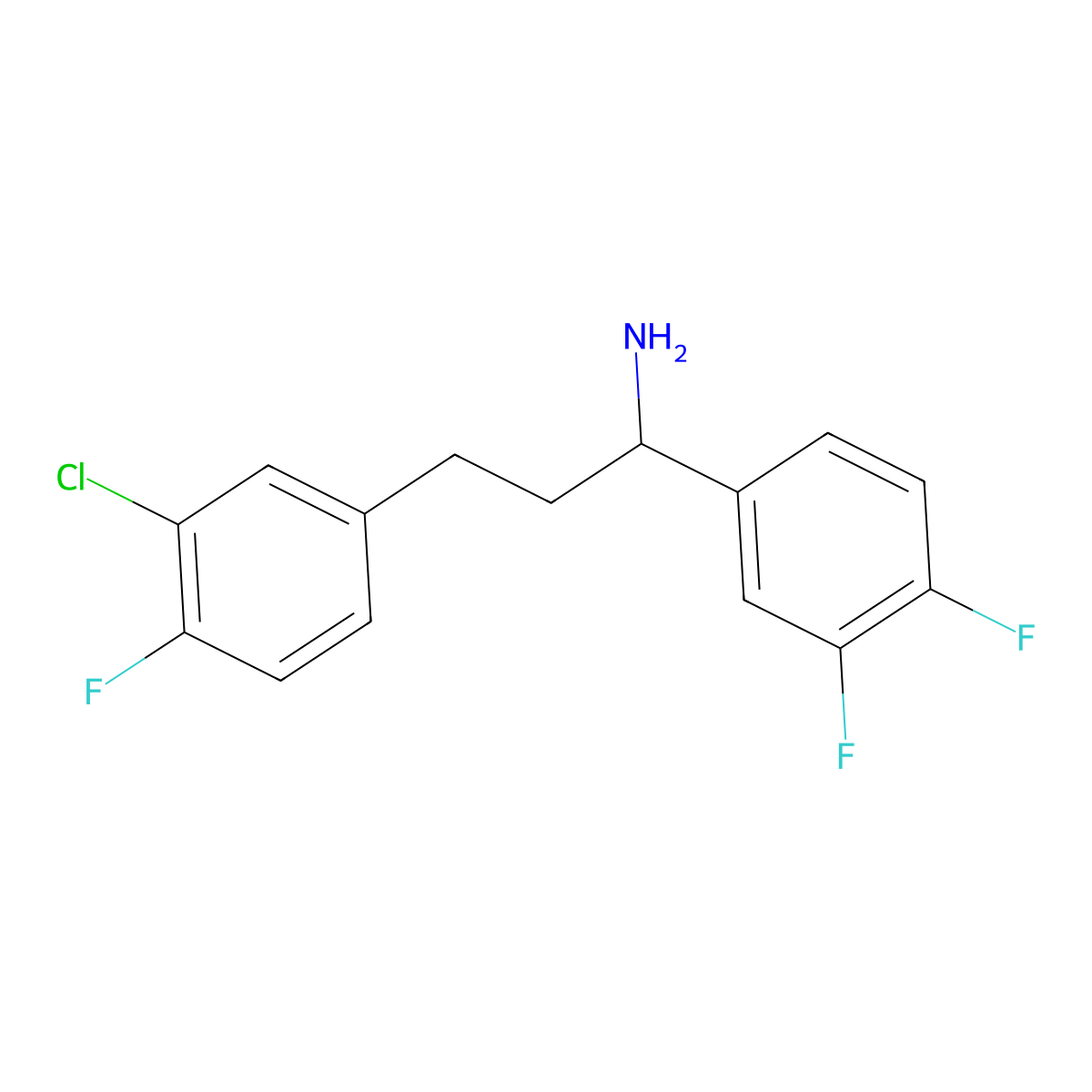 3-(3-Chloro-4-fluorophenyl)-1-(3,4-difluorophenyl)propan-1-amine molecular structure, CAS 2309446-92-0